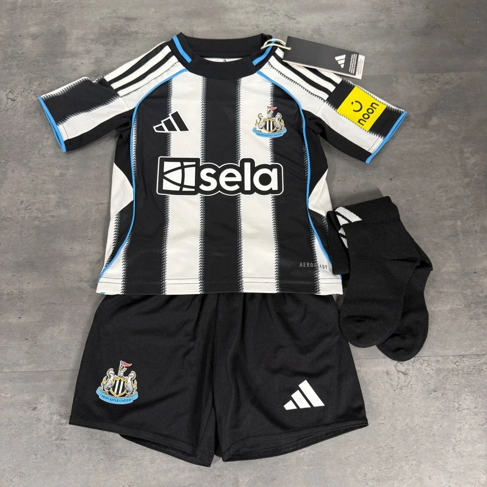 Adidas Newcastle United FC Kit Toddler 2T Black White Home Jersey Shorts JJ2246